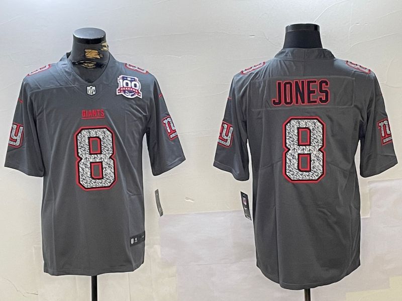 Men New York Giants #8 Jones Grey 2024 Nike Vapor Limited NFL Jersey style 1->new york giants->NFL Jersey